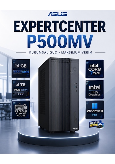 Asus ExpertCenter P500MV-C721016512G0DRNP08 Core 7 240H 16 GB 4 TB SSD W11P Masaüstü Bilgisayar