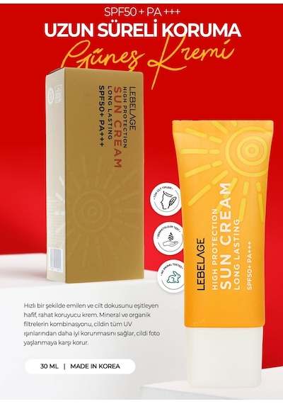 Lebelage Leke Karşıtı Uzun Süre Koruyucu Güneş Kremi Spf 50 + Pa +++