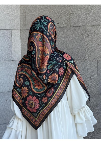 Qalortex Scarf Pamuklu Vintage Desen Eşarp-karma
