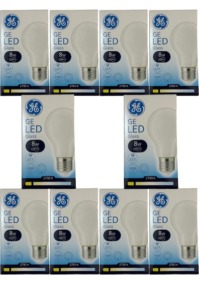 General Electric 8w 2700k Sarı Işık E27 Duylu Led Cam Ampul 10 Adet