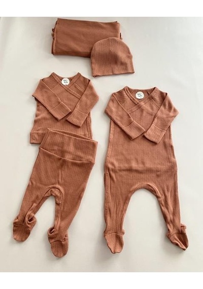 Key Kids Jakarlı Kiremit Organik Modal 5'li Hastane Çıkışı Seti Newborn 0- Çok Renkli