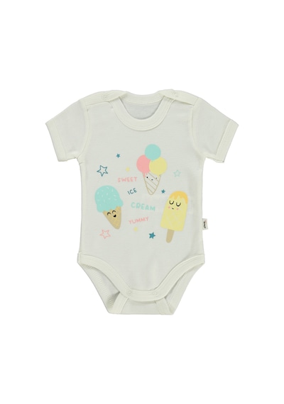 Civil Baby Dondurma Baskılı 1-36 Ay Çıtçıtlı Badi - Ekru Ekru