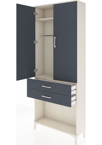 Arges Dolap 2 Raflı 2 Çekmeceli Tek Askılı 88x30x221 Aytaşı-antrasit Aytası