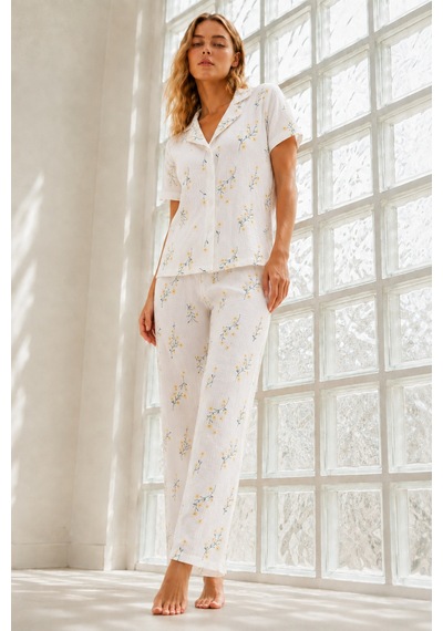 Kadın Genç Loose İpliği Boyalı Çok Renkli Pijama Takımı