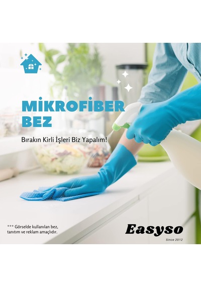 Mikrofiber Temizlik Bezleri, Aşındırmaz, Yeniden Kullanılabilir Ve Yıkanabilir - 4'lü Paket Easyso2137 Belirtilmemiş