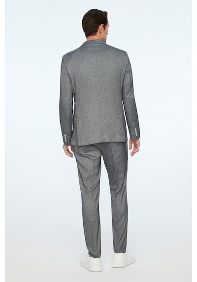 Morven Erkek Marine Keten Trend Desenli Slim Fit Sivri Yaka Kruvaze Takım Elbise 26ys001002210 Marine