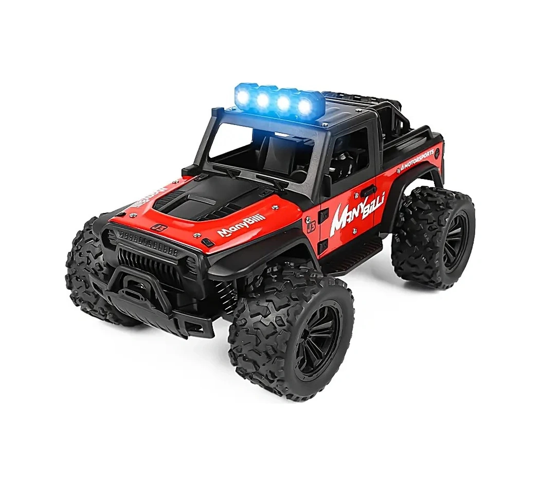1:16 Off Road Şarjlı Rc Uzaktan Kumandalı Renkli Farlar Kırmızı Arazi Aracı 20 Km/s Hızında Hediyeli