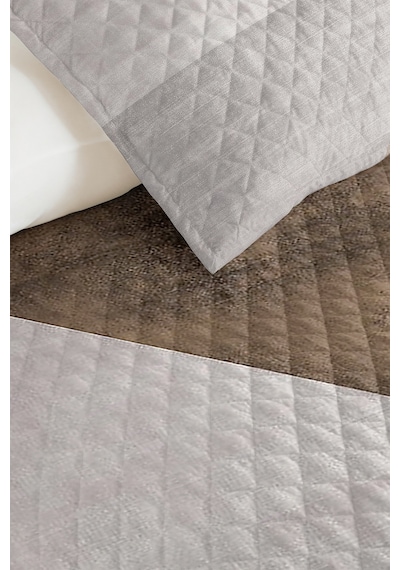 Gri Geometrik Modern Genç Odası Tek Kişilik Pike Takımı-antrasit Bej 160x220cm Kapitone Yatak Örtüsü Mat Ada Kabuğu