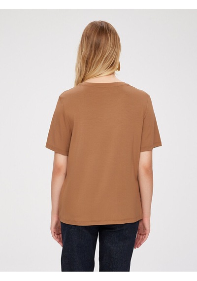 Faik Sönmez Yuvarlak Yaka Kısa Kol T-shirt W27tsh002 Bw27tsh00238 Kahverengi