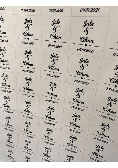 Kalp Figürlü Etiket Cemiyet İçin Ürünlerinize Özel 5 CM - 40 Adet Opak Etiket Siyah - Beyaz