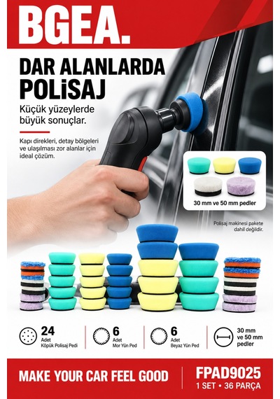 Bgea 36 Parça Mini Polisaj Sünger Ve Yün Ped Seti 30 Mm 50 Mm