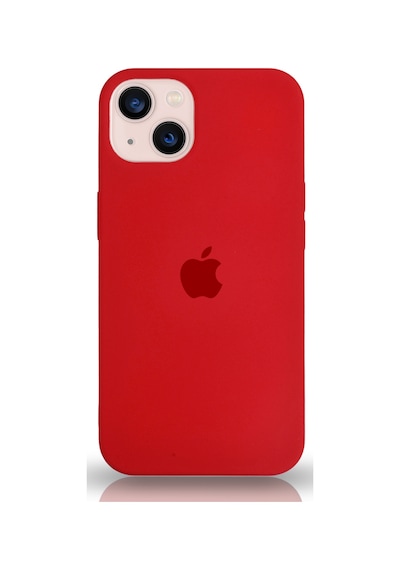 Apple Uyumlu  iPhone 13 Logolu Silikon Kılıf Altı Kapalı İçi Kadife Lansman Arka Kapak