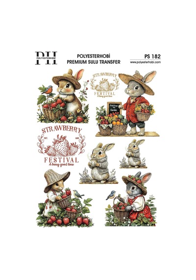 Polyesterhobi Premium Sulu Transfer 25x35 Cm Tavşan Desenli Ps 182
