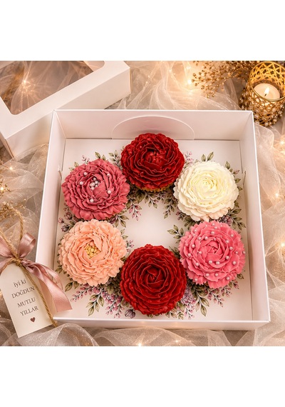 Erguvan Çelenk Desenli 6 Lı Cupcake Kutusu 25x25x10