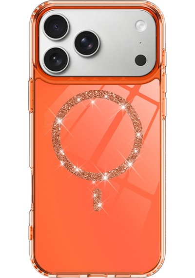 Sptmgldı Newface Apple Apple iPhone Uyumlu  17 Pro Max Live Diamond Magsafe Kapak - Turuncu