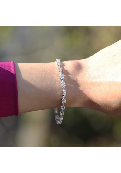 Sıra Taşlı Su Yolu Sky Diamond Gümüş Bileklik Gümüş