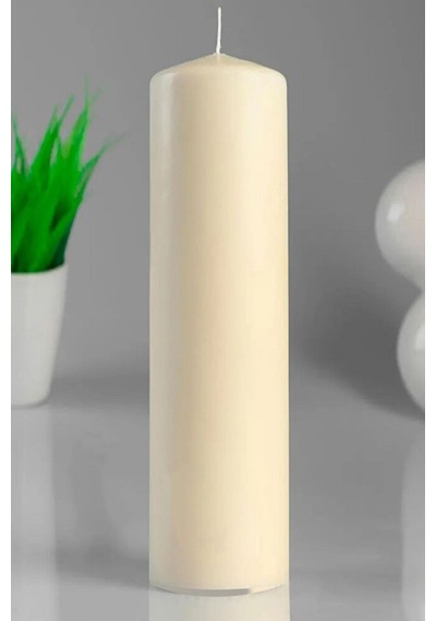 Silindir Krem Mum Lavanta Kokulu Genişlik 5 Cm - Yükseklik 30 Cm Krem