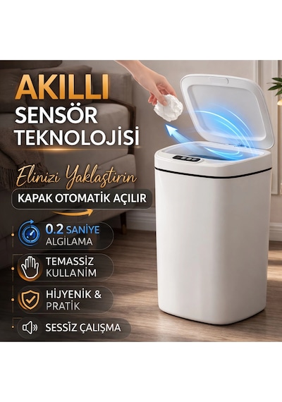 Buğz Sensörlü Çöp Kovası Otomatik Kapak Temassız Diğer