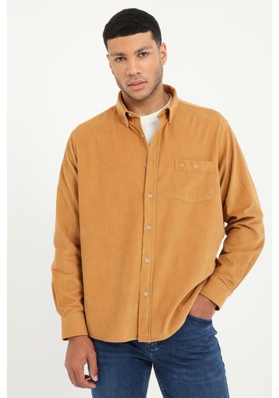 Dufy Erkek Regular Fit Uzun Kol Camel Gömlek-18478