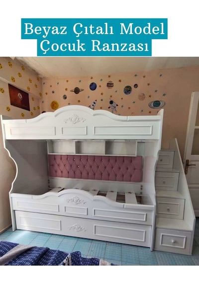 Çocuk Ranzası Beyaz - Çıtalı Model