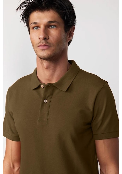 Tudors Erkek Regular Fit Klasik Kesim %100 Pamuk Düz Pike Koyu Vizon Polo Yaka Tişört-33020 Koyu Vizon