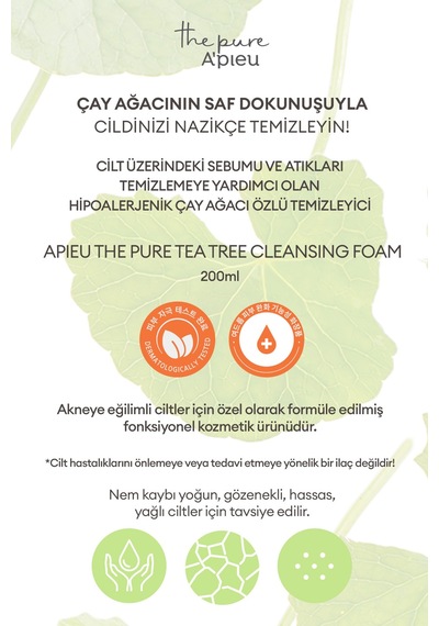 Missha Nonco Tea Tree Cleansing Foam Sivilceli Ciltler için Çay Ağacı İçeren Yüz Yıkama Köpüğü 130 ML