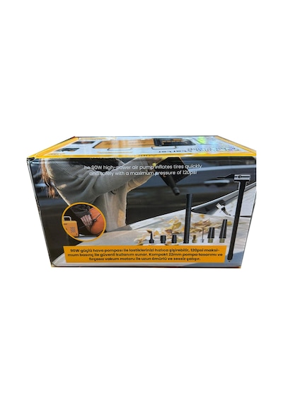 Auhma A8833 16.000 Mah 5'i 1 Arada Akü Takviyeli Şarjlı Hava Pompası Powerbank Dijital Fener & Üfleme Vakum