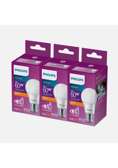 Philips Essential 60 W Sarı Klasik E27 Duy 3'lü Led Ampul 3'li Avantaj Paketi Mıchu