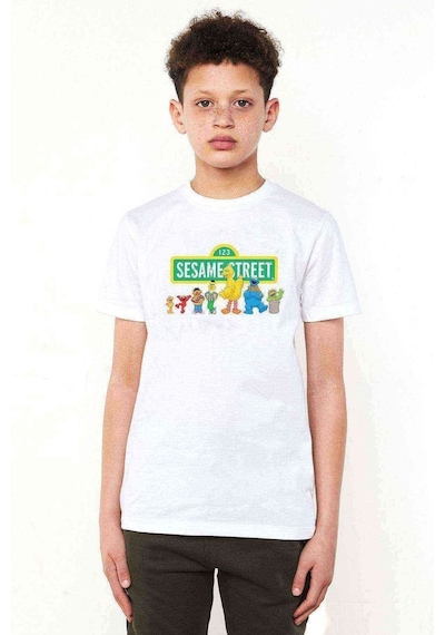 Tshirthane Susam Sokağı Baskılı Unisex Çocuk Beyaz T-Shirt (534791562)