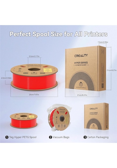 Creality Hyper Petg Kırmızı Filament 1.75mm 1kg - Urhanshop Gönderimli
