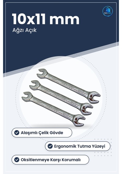 Ağzı Açık Anahtar 10x11 Mm Alaşımlı Çelik Somun Civata Sıkma Gevş