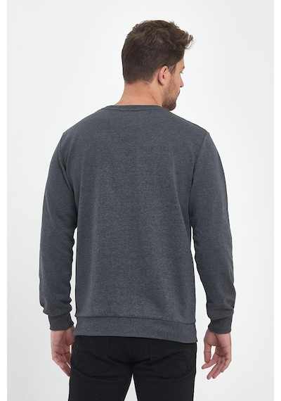 MMetalic Erkek Antrasit Bisiklet Yaka Nakış Detaylı Regular Fit Sweatshirt 001