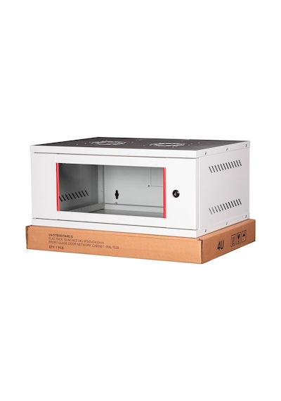 Lande - 4u 19" Cam Kapaklı Duvar Tipi Rack Kabinet Genişlik: 544 Mm Derinlik: 400 Mm Açık Gri Demonte