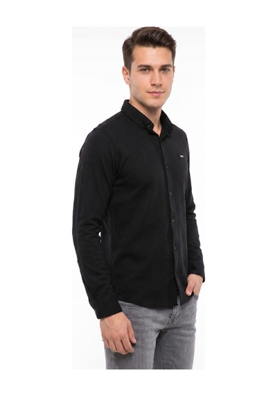 Foterman Erkek Spor Slim Fitt Uzun Kol Gömlek Bgl-st05439 Siyah