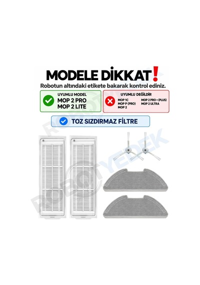Mop 2 Pro Beyaz Mjst1shw Uyumlu Yedek Fırça Filtre Mop Seti-6 Parça Sku: Zeusb0bwv93dqy