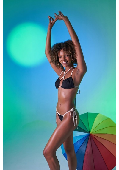 Holly Lolly Kontrast Biyeli Yüksek Bel Emma Bikini Altı Siyah