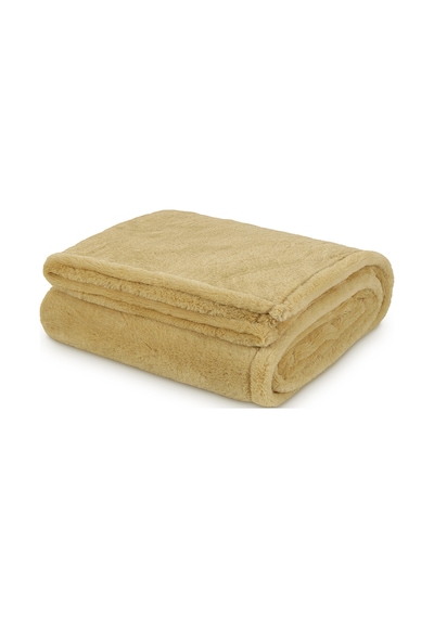 Pufina Tek Kişilik Tavşan Tüyü Dokulu Peluş Battaniye & Yatak Örtüsü 150x220 Safran