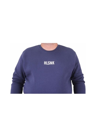Moc Grande Mocgrande Erkek Büyük Beden Sıfır Yaka Sweat Hlsnk 23204 Indıgo Indigo