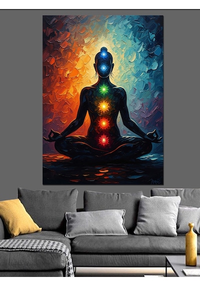 Ahşap Tablo Çakra Meditasyon Yoga Figürü İnsan Figürlü Tablolar