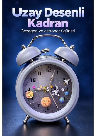 Ers Çift Çanlı Analog Çalar Saat Dekoratif Masa Saati Çok Renkli 02548681