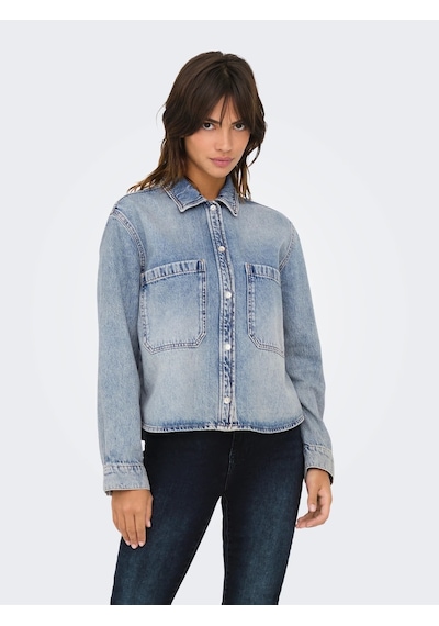 Name It Only Onlcassie Ls Ovs Kadın Denim Gömlek 15329891 Mavi