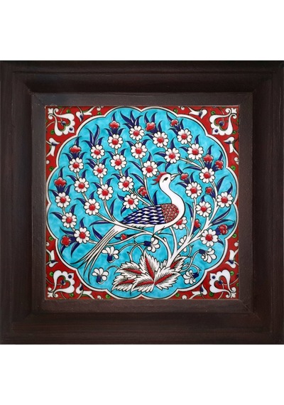 Armada Çini 20X20 Cm Ed 301 Turkuaz Tavus Kuşu Kütahya Çini Pano