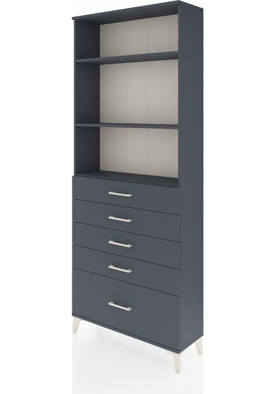 Arges Dolap 3 Raflı 5 Çekmeceli 88x30x221 Antrasit-antrasit Antrasit