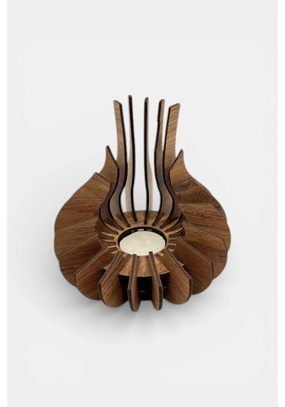 Modern Doğal Ahşap Mumluk Premium Tealight Mumluk 16 Cm Varsayılan