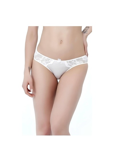 Golshan131-010 Gracia Kadın Saten Dantel Detaylı Fantezi Mini Slip Ekru