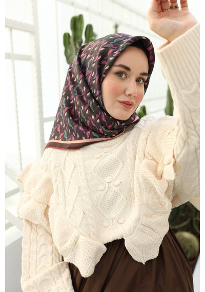Silk Home Twill İpek Eşarp Acı Kahve, Taba, Mor, Koyu Yeşil, Turkuaz 1...