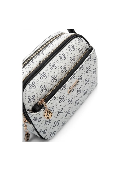 Silver & Polo Silver Polo Beyaz - Siyah Monogram Kadın Çapraz Çanta Sp1162