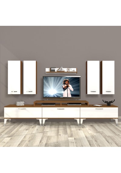 Decoraktiv Ekoflex 8d Slm Silver Tv Ünitesi Tv Sehpası Ceviz - Beyaz
