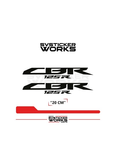 Honda Cbr 125r Sticker Uyumlu Yazı Yüksek Kalite Özel Kesim Folyo 2'li Set Siyah
