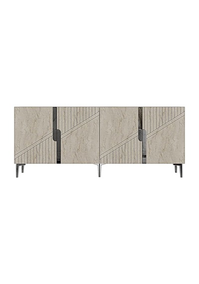Ka1828ats Evva Konsol Ve Tv Sehpası Antrasit-traverten-sılver 180cm Antrasit - Traverten - Gümüş